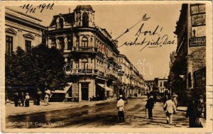 1911 Bukareszt, Bukarest, Bucuresti, Bucuresci; Calea Victoriei / widok ulicy, Hotel Imperial, kawiarnia (EK...