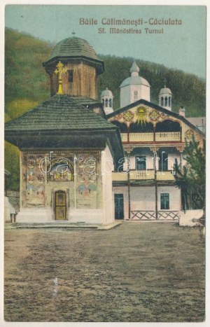 Calimanesti, Baile Calimanesti - Caciulata; Sf. Manastirea Turnul / Rumunský pravoslavný klášter (mokré poškození...