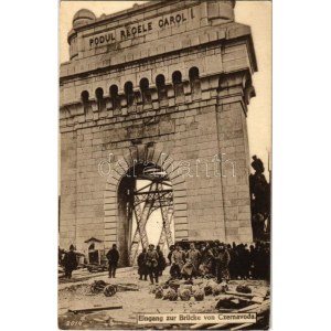 1917 Cernavoda, Cerna Voda, Csernavoda; Podul Regele Carol I., Eingang zur Brücke von Czernavoda / ingresso del ponte...