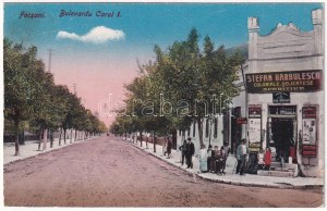 Focsani, Foksány (Moldavsko); Bulevardu Carol I., Stefan Barbulescu Coloniale Delicatese, Aperitive / street and shop ...