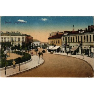 1923 Giurgiu, Gyurgyevó, Gyurgyó; Piata Carol. Depositu I. Saraga & S. Schwartz / square, shops (EK...