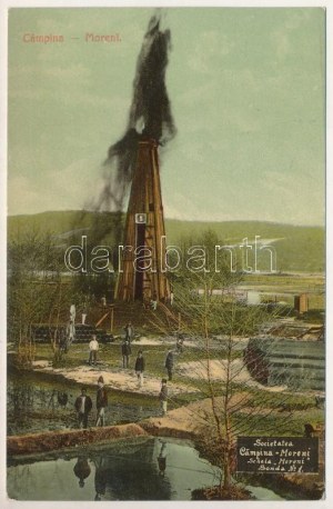 1907 Moreni, Societatea Campia-Moreni Schela Moreni Sonda No. 1. / továreň na ropu, ropný vrt (EK)