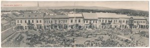 1912 Radauti, Radóc, Radautz (Bukovina, Bucovina, Bukowina); Marktplatz / náměstí, obchody Feibela Gutmana...