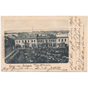 1907 Radauti, Radóc, Radautz (Bukovina, Bucovina, Bukowina) ; Ringplatz / place du marché, salle de bière...
