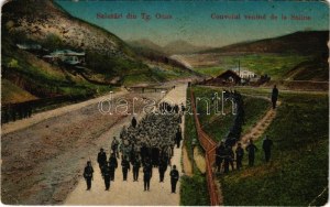Targu Ocna, Aknavásár ; Convoiul venind de la Saline / prisonniers de guerre (POW) venant de la mine de sel, soldats (EK...
