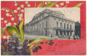 1900 Basilea, Stadt-Theater / teatro. Rathe & Fehlmann 419. Art Nouveau, cornice litografica con fiori (fl...
