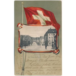 1902 La Chaux-de-Fonds, Avenue de la Gare / street vie, hotel i restauracja, tramwaj. Delachaux &amp; Niestle Série G. No. 3...