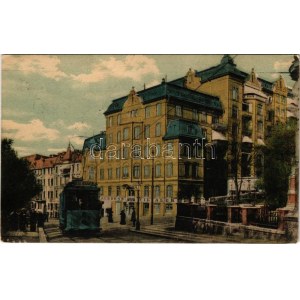 1908 Göteborg, Haga Kyrkogata / ulica, tramwaj do Lilla Bommen, sklep