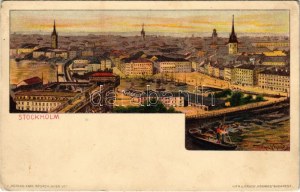 Štokholm. Emil Storch Kosmos Budapešť Secesné litografie: Basch Árpád (EK)