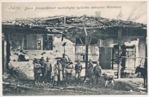 Tekija (Kladovo), Durch Bombardement beschädigtes typisches serbisches Wohnhaus / WWI Austro-Hungarian K.u.K. military...