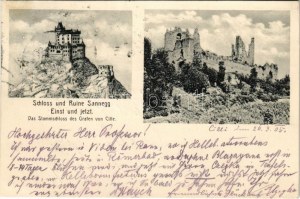 1905 Braslovce, Schloss und Ruine Sannegg (Sanneck) einst und jetzt, Das Stammschloss des Grafen von Cille ...