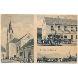 1915 Sveti Jurij ob Taboru, St. Georgen am Tabor; Cerkev, Trgovina Maks Cukala / church, shop (hole)