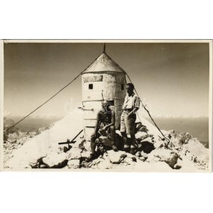 1933 Triglav, Terglau, Tricorno ; sommet de montagne avec des randonneurs. photo (EK)