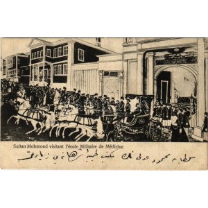 Constantinople, Istanbul; Sultan Mohmoud visitant l'école Militaire de Médicine / Mekteb-i tibiyye ...