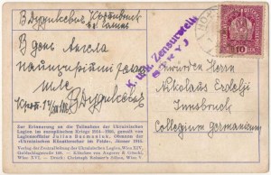 1916 Zur Erinnerung an die Teilnahme der Ukrainischen Legion im europäischen Kriege 1914-1916...