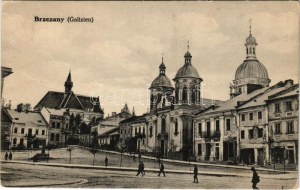 Berezhany, Brzezany, Berezsani (Galizien); Ringplatz / náměstí během 1. světové války, kostel (EK)
