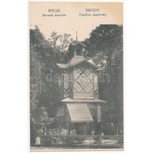 1915 Brody, Pawilon zegarowy / hodinový pavilón, obchod W. Kocyana (EK)