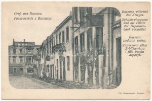 1916 Buchach, Bucsacs, Buczacz ; während des Krieges, Zyblikiewiczgasse und die Filiale der Depositenbank vernichtet ...