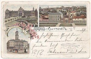 1897 (Vorläufer!) Chernivtsi, Czernowitz, Cernauti, Csernyivci (Bucovina, Bucovina, Bukowina); palazzo vescovile ortodosso...