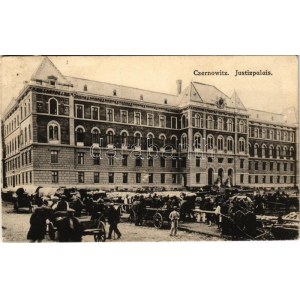 1918 Černivci, Černovice, Černousy, Černovice (Bukovina, Bukowina); Justizpalais / justiční palác, trh (EK...