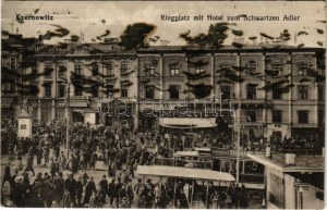 1915 Chernivtsi, Czernowitz, Cernauti, Csernyivci (Bukovina, Bukowina); Ringplatz mit Hotel zum Schwartzen Adler ...