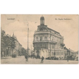 1923 Chernivtsi, Czernowitz, Cernauti, Csernyivci (Bukovina, Bucovina, Bukowina) ; Str. Regele Ferdinand I / vue de la rue...