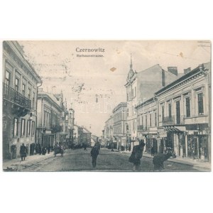 Chernivtsi, Czernowitz, Cernauti, Csernyivci (Bukovina, Bucovina, Bukowina) ; Rathausstrasse / vue de la rue, hôtel de ville...