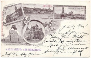 1900 Kiev, Kiew, Kyiv ; Université, montagne Andriyivsky, monastère Kyiv-Pechersk Lavra, monument Bohdan Khmelnytsky...
