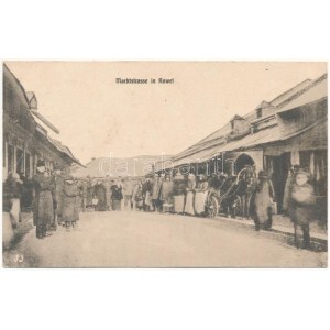 1916 Kovel, Kowel; Marktstrasse / WWI market street with German soldiers (EB)