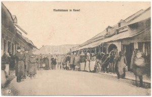 1916 Kovel, Kowel ; Marktstrasse / Rue du marché de la Première Guerre mondiale avec des soldats allemands (EB)