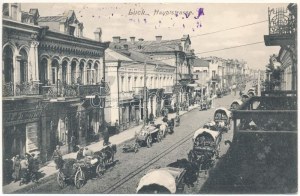 1916 Luck; Hauptstrasse / hlavná ulica, obchody + 