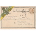 1898 (Vorläufer) Lviv, Lwów, Lemberg ; églises, drapeau ukrainien et armoiries au verso. Art nouveau, fleurs...