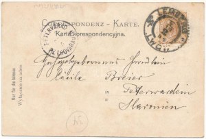 1897 (Vorläufer) Lvov, Lwów, Lemberg; Plac Maryacki / Marienplatz / náměstí, tramvaj, obchod T. Gorského (EK...