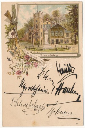1898 (Vorläufer) Lviv, Lwów, Lemberg; Strzelnica / Schützenhalle. C. Jurischer Jugendstil, floral, Litho (fl...