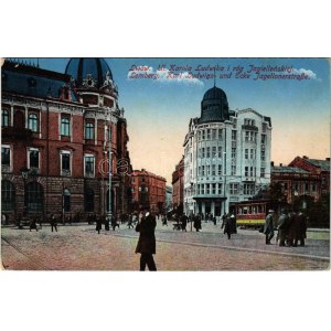 Ľvov, Ľvov, Lemberg; Ul. Karola Ludwika i róg Jagiellonskiej / Karl Ludwigs- und Ecke Jagellonerstraße / pohľad z ulice...
