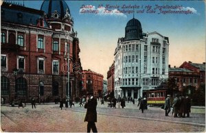 Lviv, Lwów, Lemberg; Ul. Karola Ludwika i róg Jagiellonskiej / Karl Ludwigs- und Ecke Jagellonerstraße / street view...
