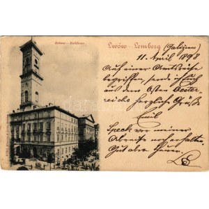 1898 (Vorläufer) Lviv, Lwów, Lemberg; Ratusz / Rathaus / town hall, market (EK)