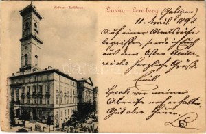 1898 (Vorläufer) Lviv, Lwów, Lemberg; Ratusz / Rathaus / town hall, market (EK)