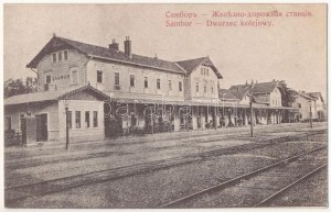 Sambir, Szambir, Sambor; Dworzec kolejowy / Bahnhof (feuchte Ecke)