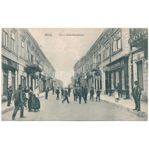 1910 Stryi, Stryj, Strij; Ulica Goluchowskiego, Fryzyer, A. Müller Syn / street, hairdresser, shops