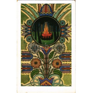 A 25. Szt. Imre öreg cserkészcsapat képeslapja / Maďarská skautská skupina oldboys. Art Nouveau s: Megyer...