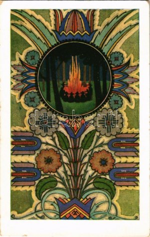 A 25. Szt. Imre öreg cserkészcsapat képeslapja / Maďarská skautská skupina oldboys. Art Nouveau s: Megyer...