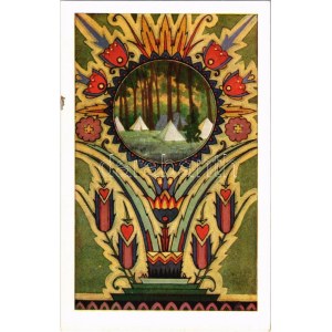 A 25. Szt. Imre öreg cserkészcsapat képeslapja / Maďarská skautská skupina oldboys. Art Nouveau s: Megyer-Meyer Attila (fl...