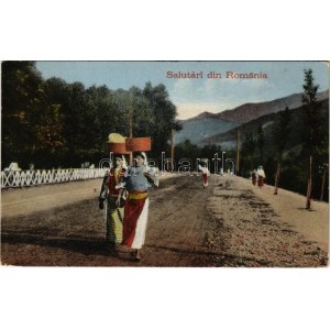 1918 Salutari din Romania / Román népviselet / Folklore rumeno (EK)