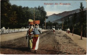 1918 Salutari din Romania / Román népviselet / Rumänische Folklore (EK)