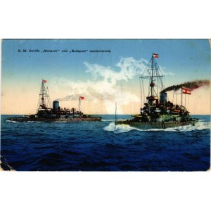 1914 SMS Budapest és SMS Monarch az Osztrák-Magyar Haditengerészet Monarch-osztályú partvédő csatahajók / K.u.K..