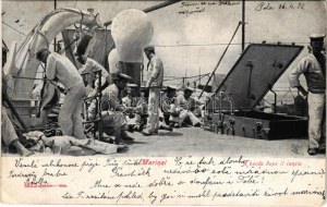1905 Marinai, A bordo dopo il rancio / K.u.K. Kriegsmarine Matrosen / Rakúsko-uhorské námorníctvo námorníci na palube...