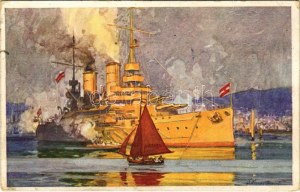 1916 SMS Viribus Unitis az Osztrák-Magyar Haditengerészet Tegetthoff-osztályú csatahajója / K.u.K...