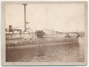Osztrák-Magyar Haditengerészet egyik csatahajója. Keményhátú fotó / WWI Austro-Hungarian Navy, K.u.K. Kriegsmarine...