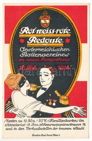 Rot-weiss-rote Redoute des Oesterreichischen Flottenvereines im neuen Konzerthaus 16. Feb. 1914. - Druck v. Paul Gerin...